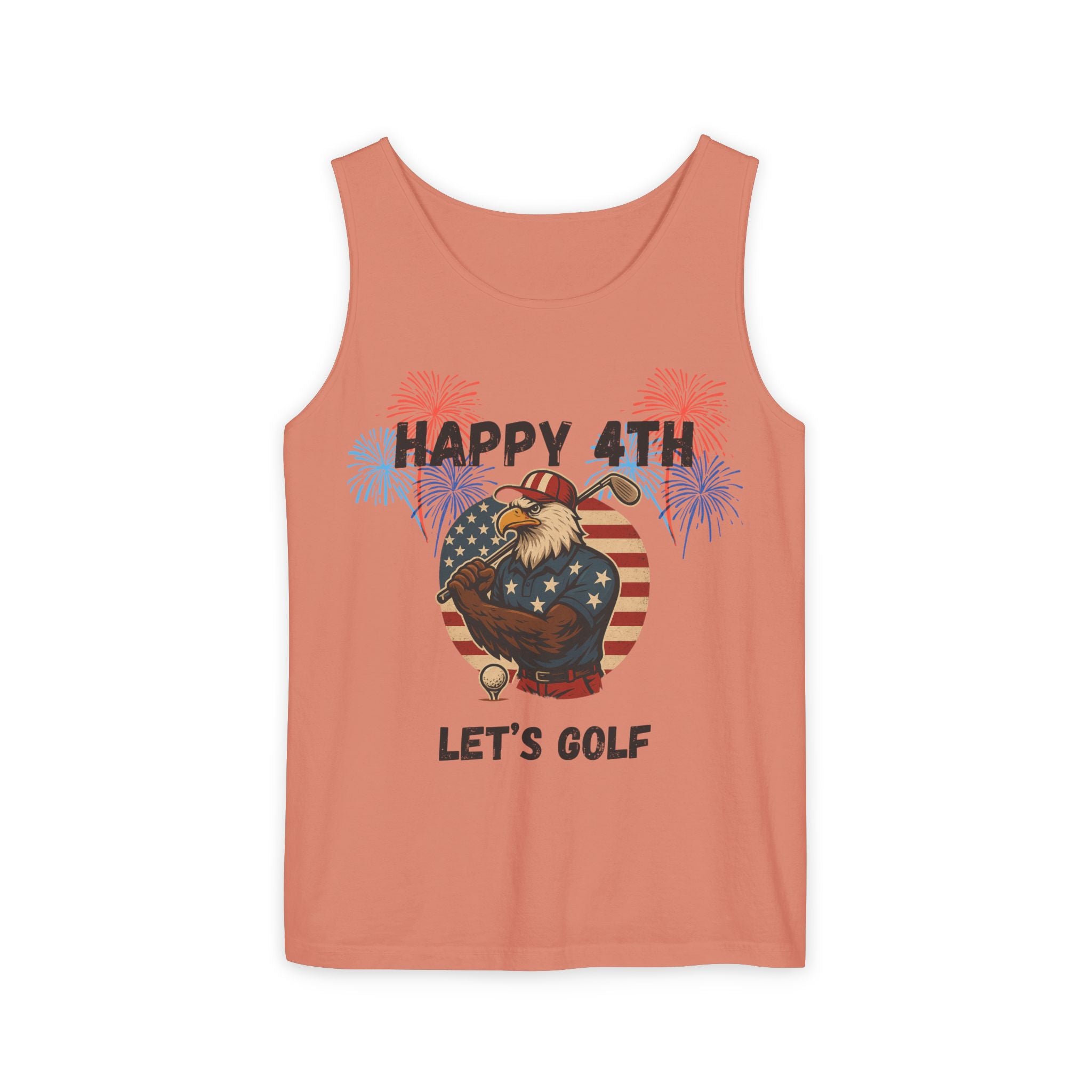 4th of July Golf Tank Top - "Happy 4th Let's Golf" Patriotic Gnome Tank