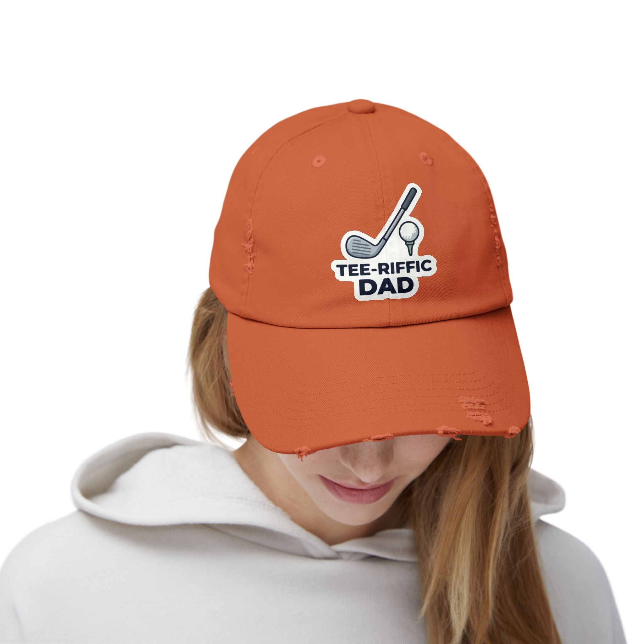 Tee-riffic Dad Cap — Distressed Golf Dad Hat, Father's Day Gift