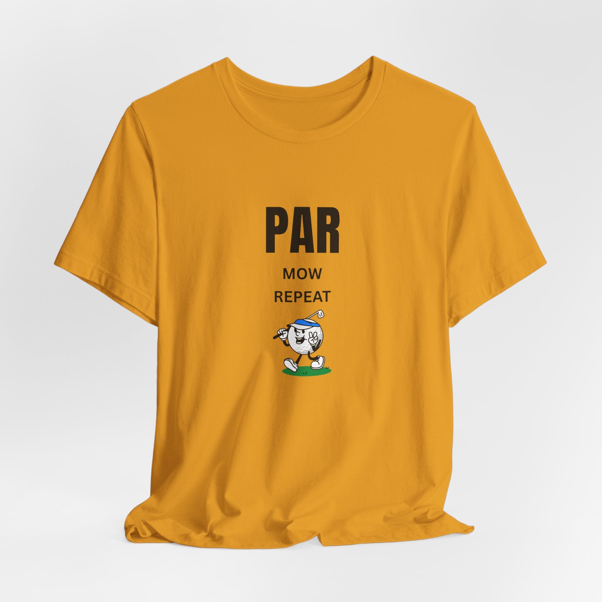 Golf "Par, Mow, Repeat" T-Shirt — Funny Golfing Tee for Golf Lovers