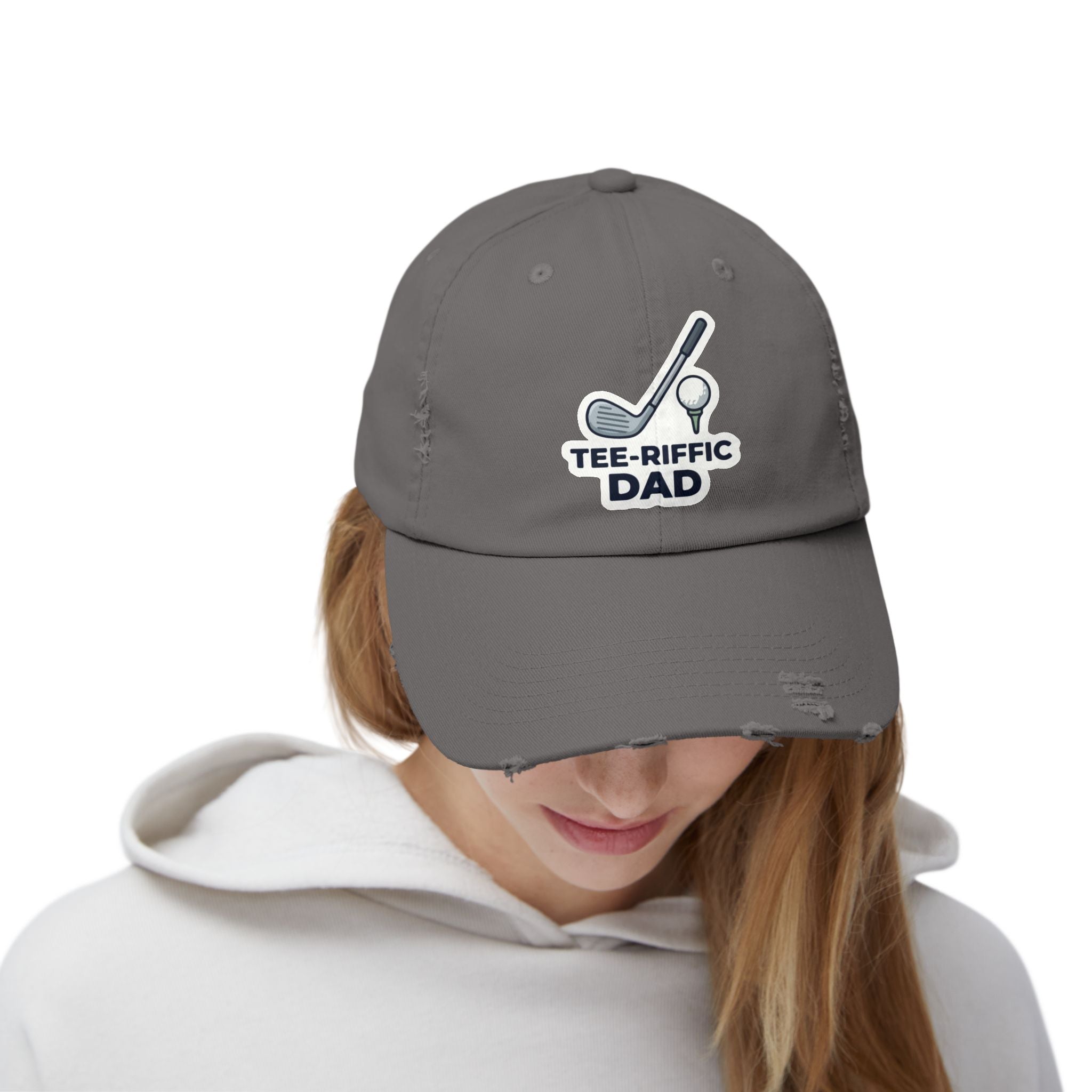 Tee-riffic Dad Cap — Distressed Golf Dad Hat, Father's Day Gift