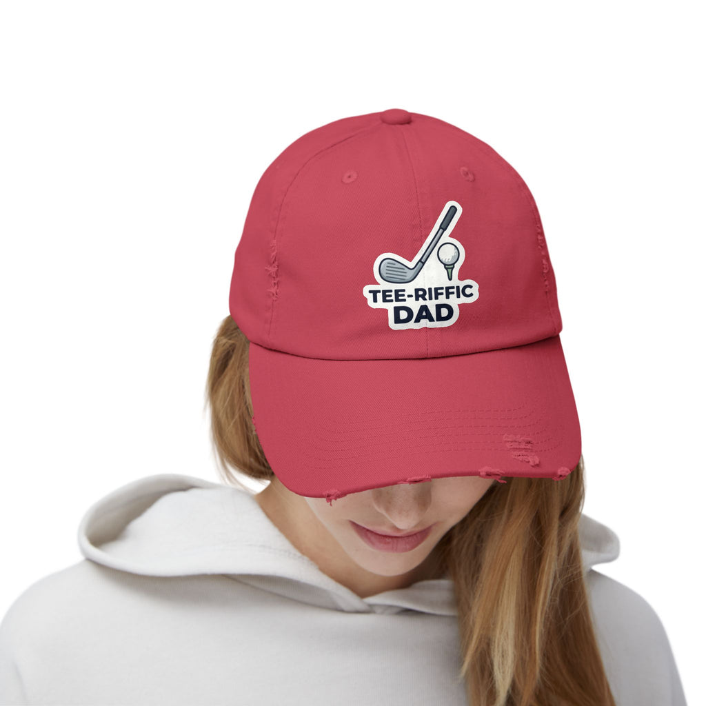 Tee-riffic Dad Cap — Distressed Golf Dad Hat, Father's Day Gift