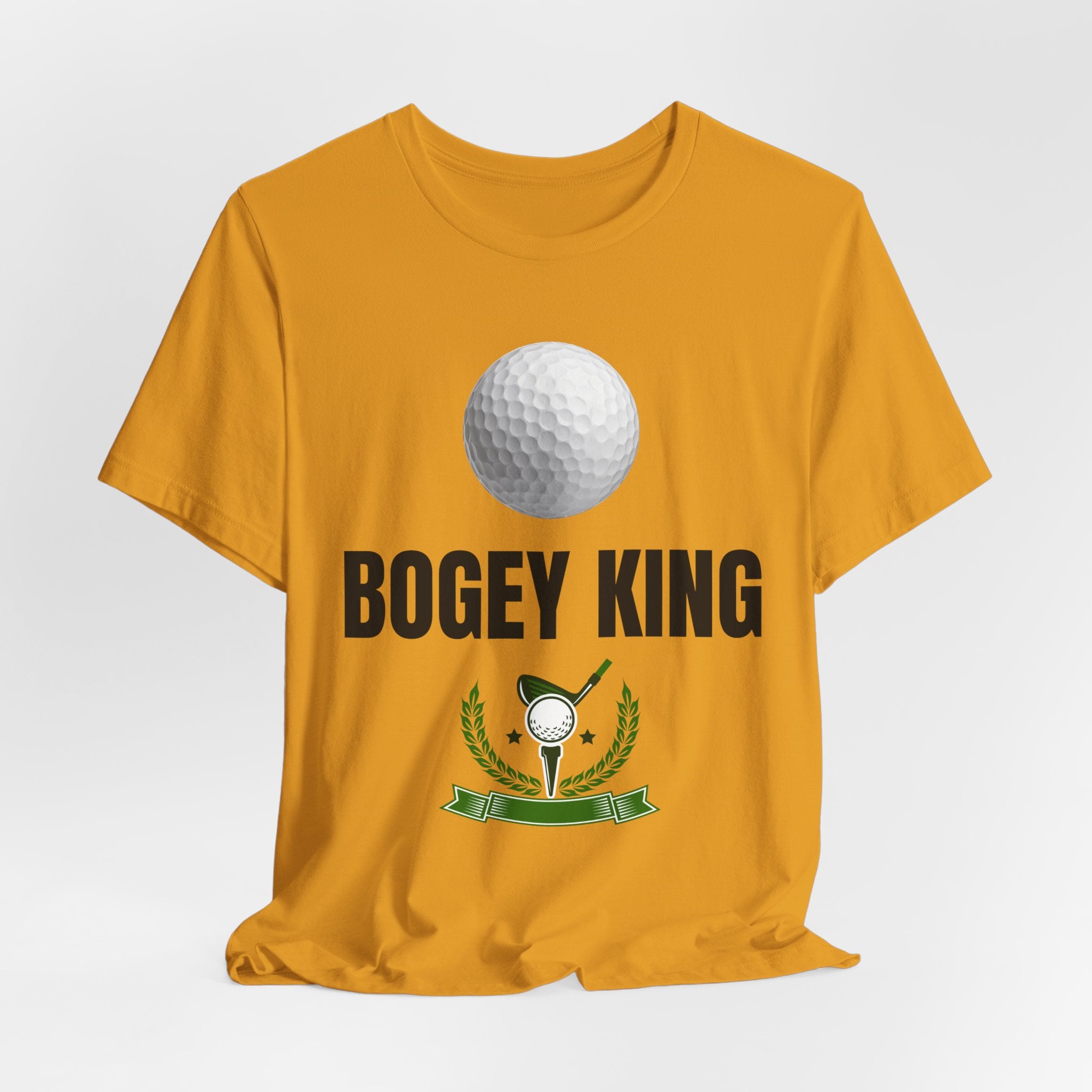 Bogey King Golf T-Shirt — Funny Golf Shirt with Golf Ball & Wreath Design