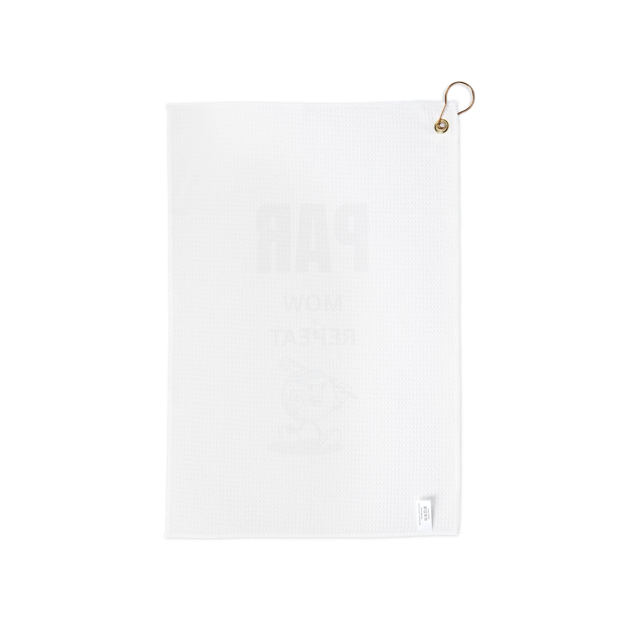 Golf Towel — "Par Mow Repeat" Funny Golf Club Towel with Grommet (Gift for Golfers)