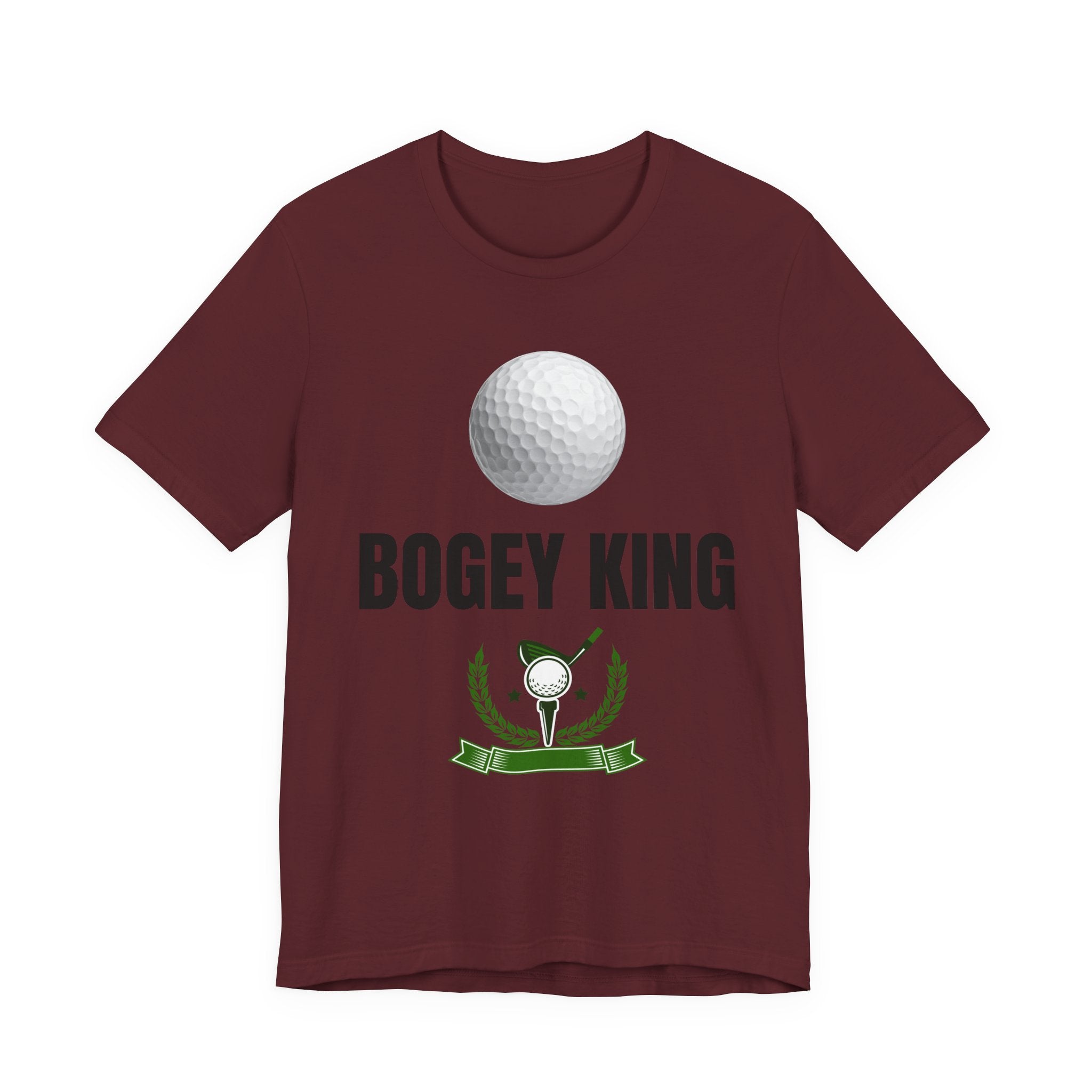 Bogey King Golf T-Shirt — Funny Golf Shirt with Golf Ball & Wreath Design