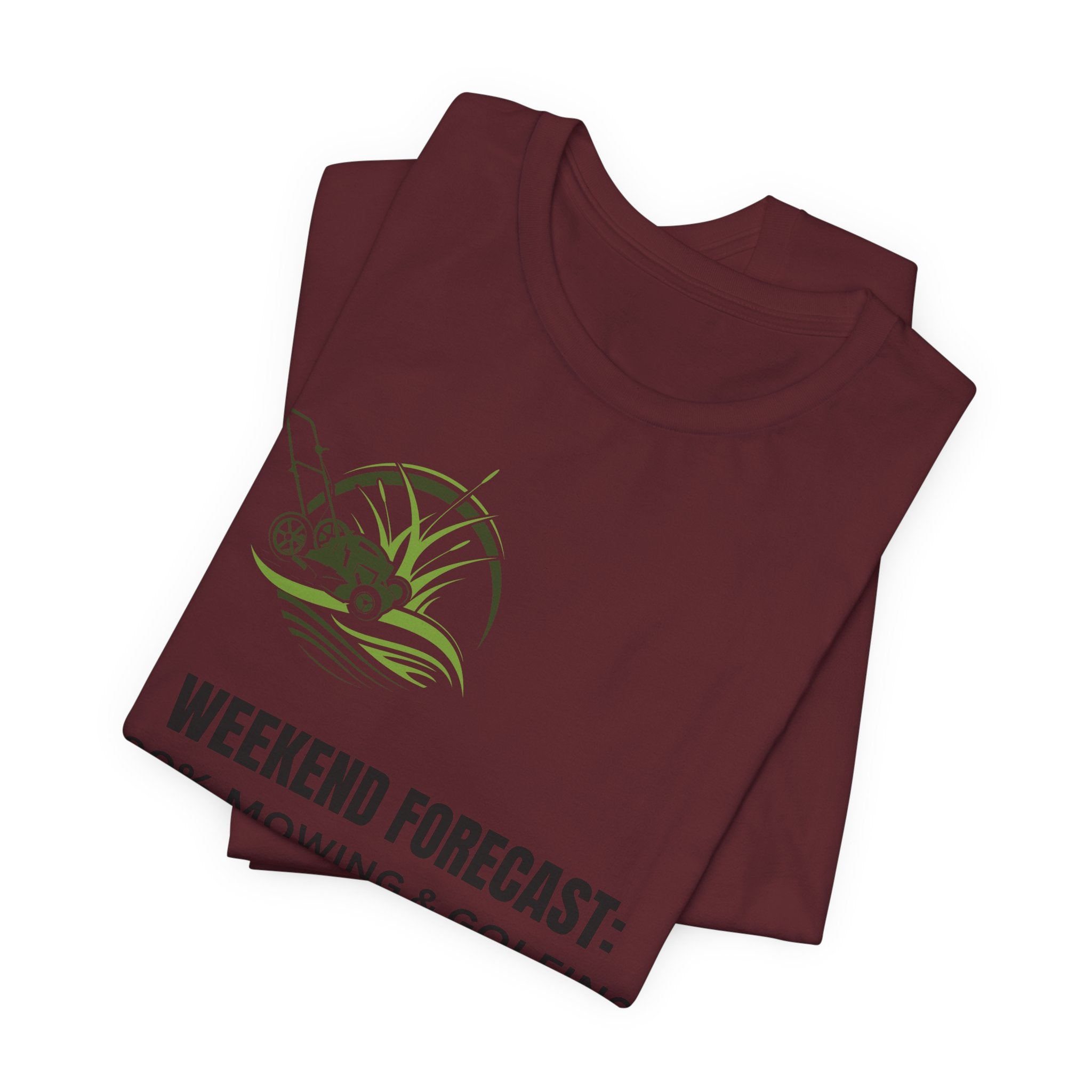 Weekend Forecast T‑Shirt: "100% Mowing & Golfing" Graphic Tee