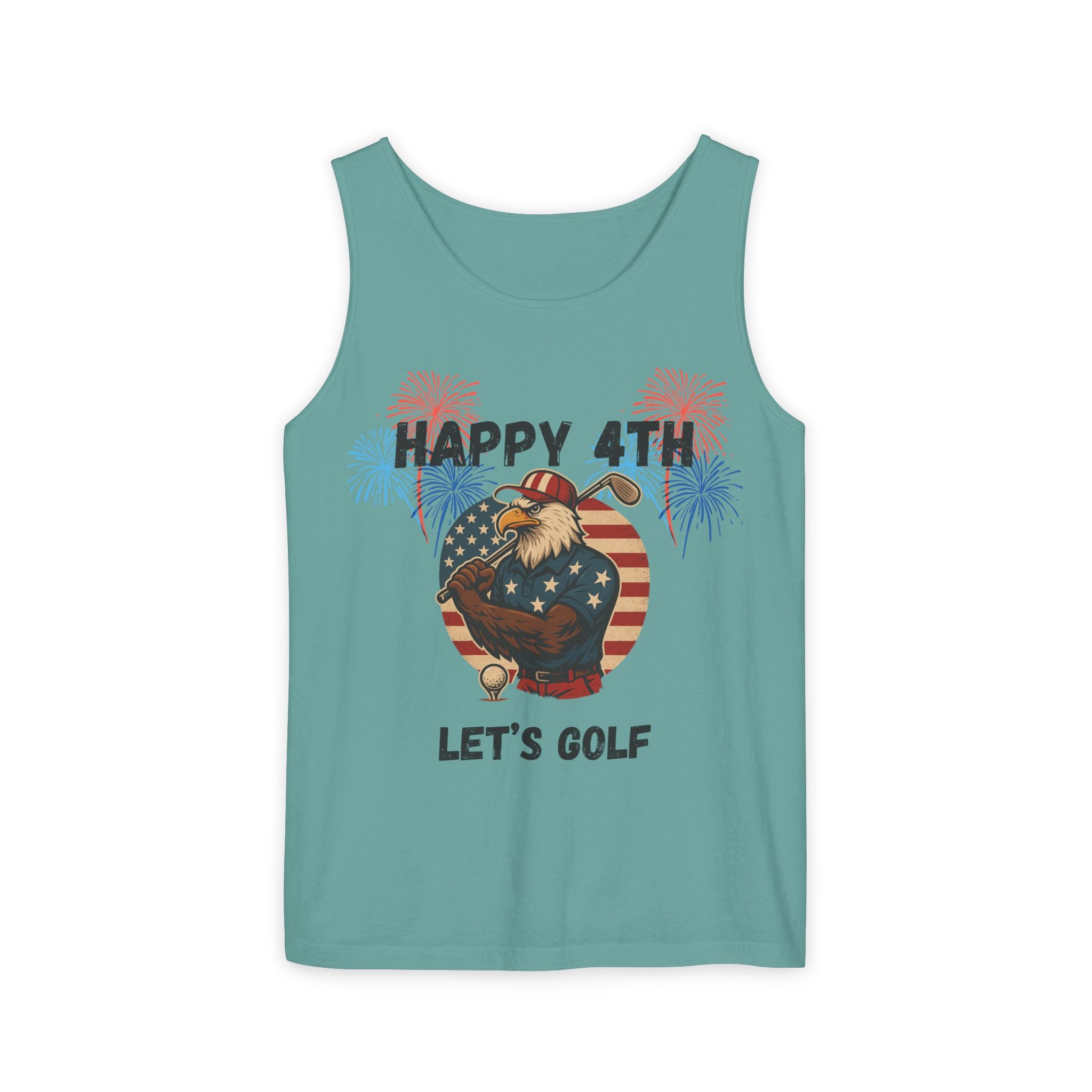 4th of July Golf Tank Top - "Happy 4th Let's Golf" Patriotic Gnome Tank