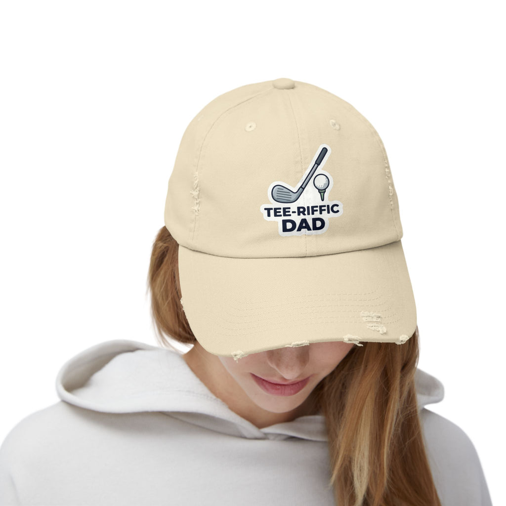 Tee-riffic Dad Cap — Distressed Golf Dad Hat, Father's Day Gift