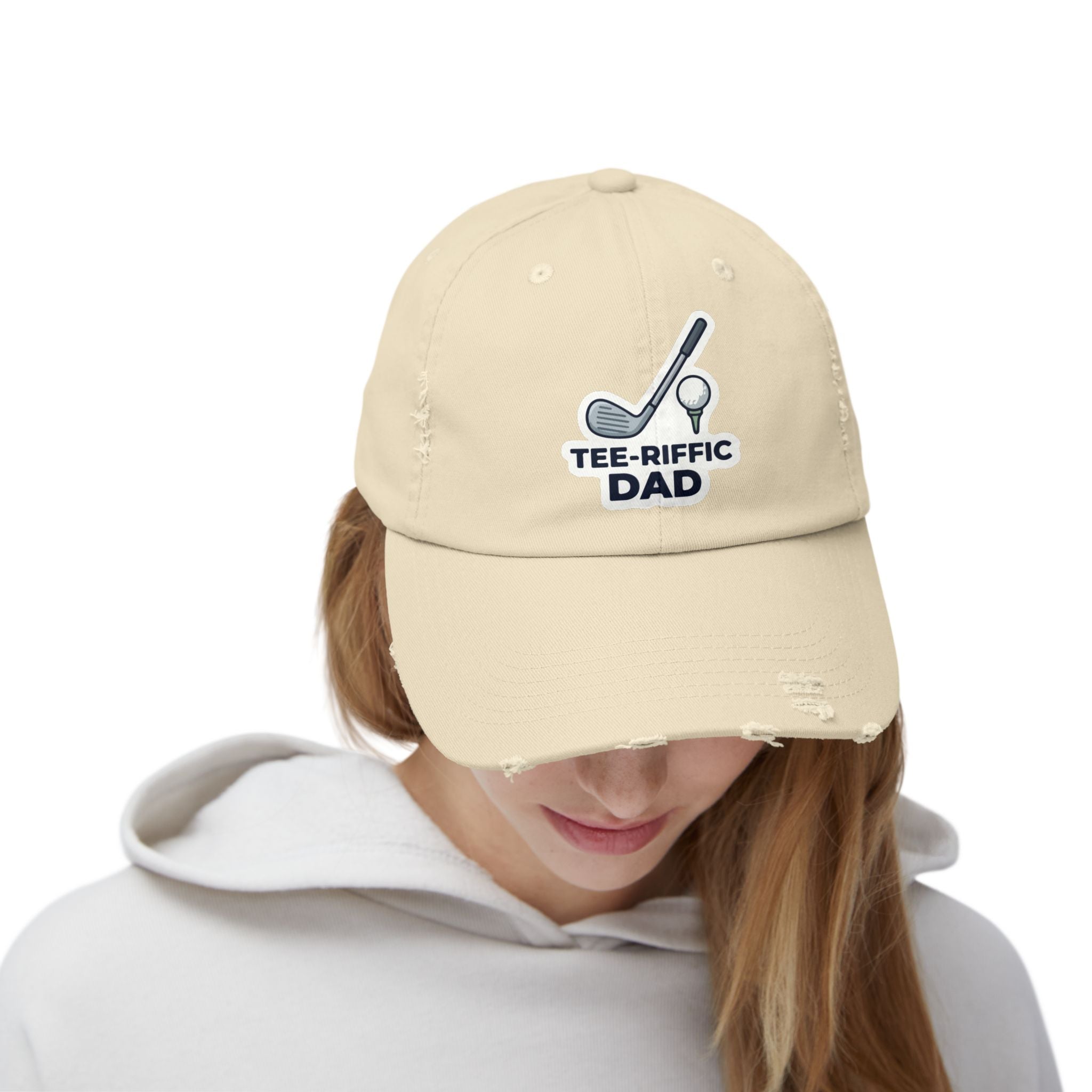 Tee-riffic Dad Cap — Distressed Golf Dad Hat, Father's Day Gift