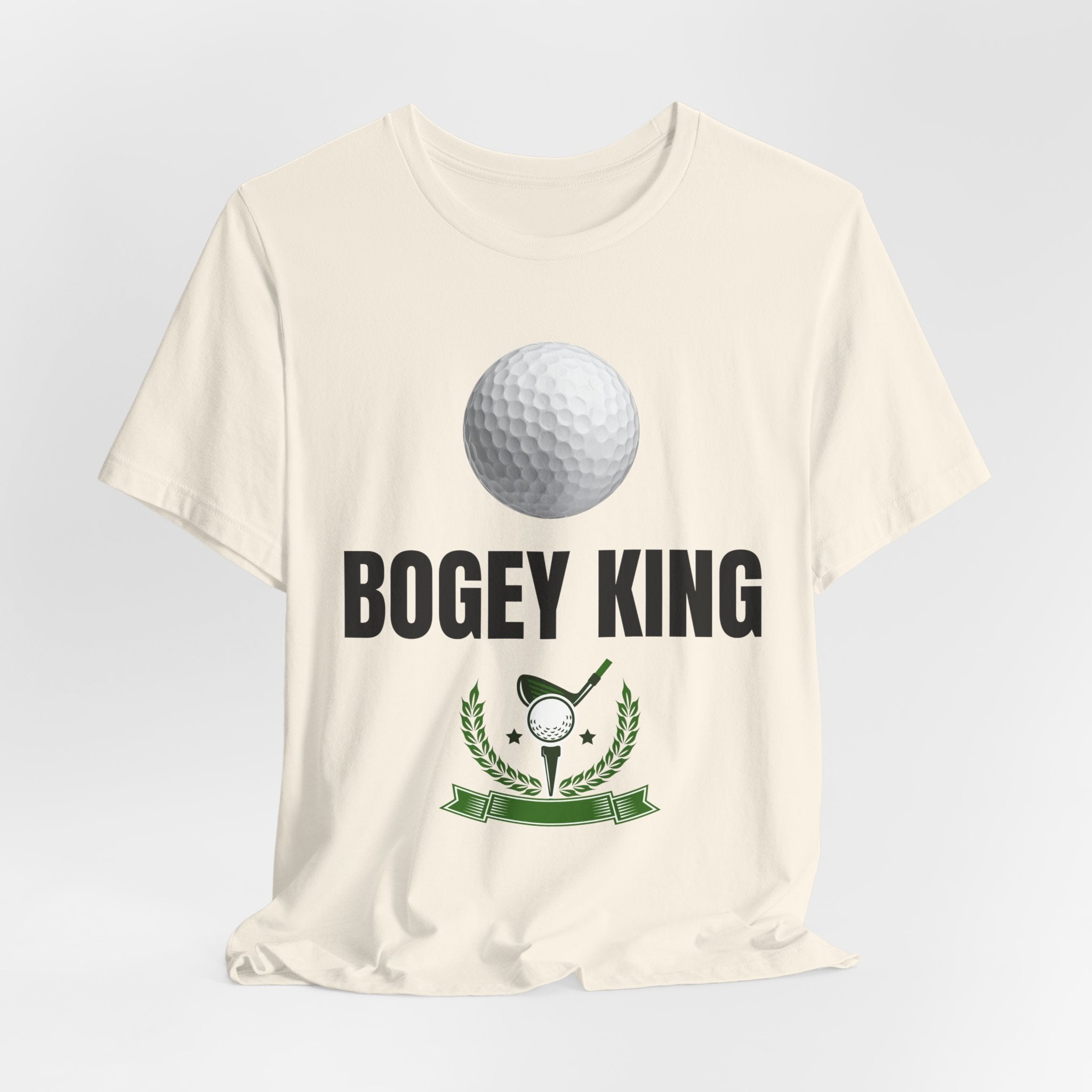 Bogey King Golf T-Shirt — Funny Golf Shirt with Golf Ball & Wreath Design