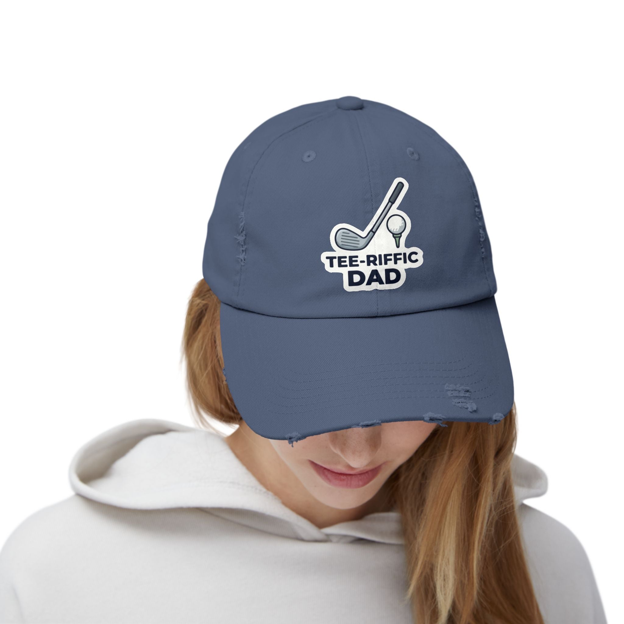 Tee-riffic Dad Cap — Distressed Golf Dad Hat, Father's Day Gift