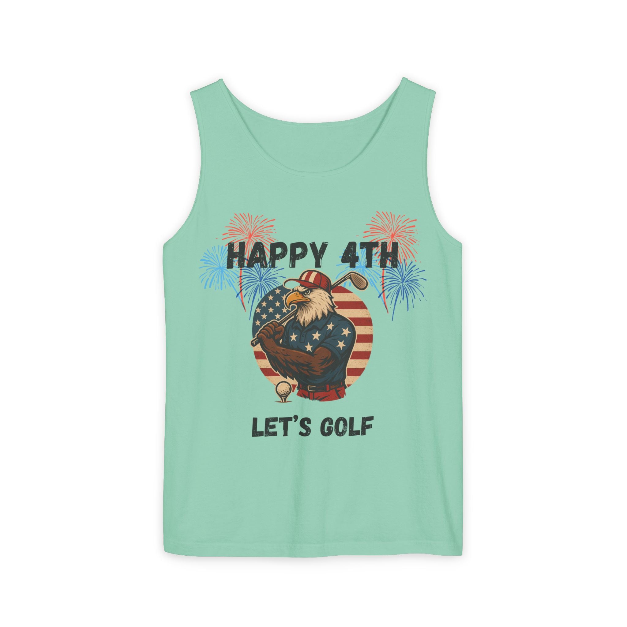 4th of July Golf Tank Top - "Happy 4th Let's Golf" Patriotic Gnome Tank