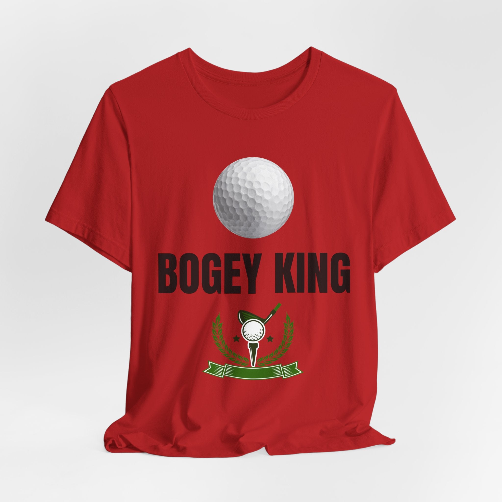 Bogey King Golf T-Shirt — Funny Golf Shirt with Golf Ball & Wreath Design