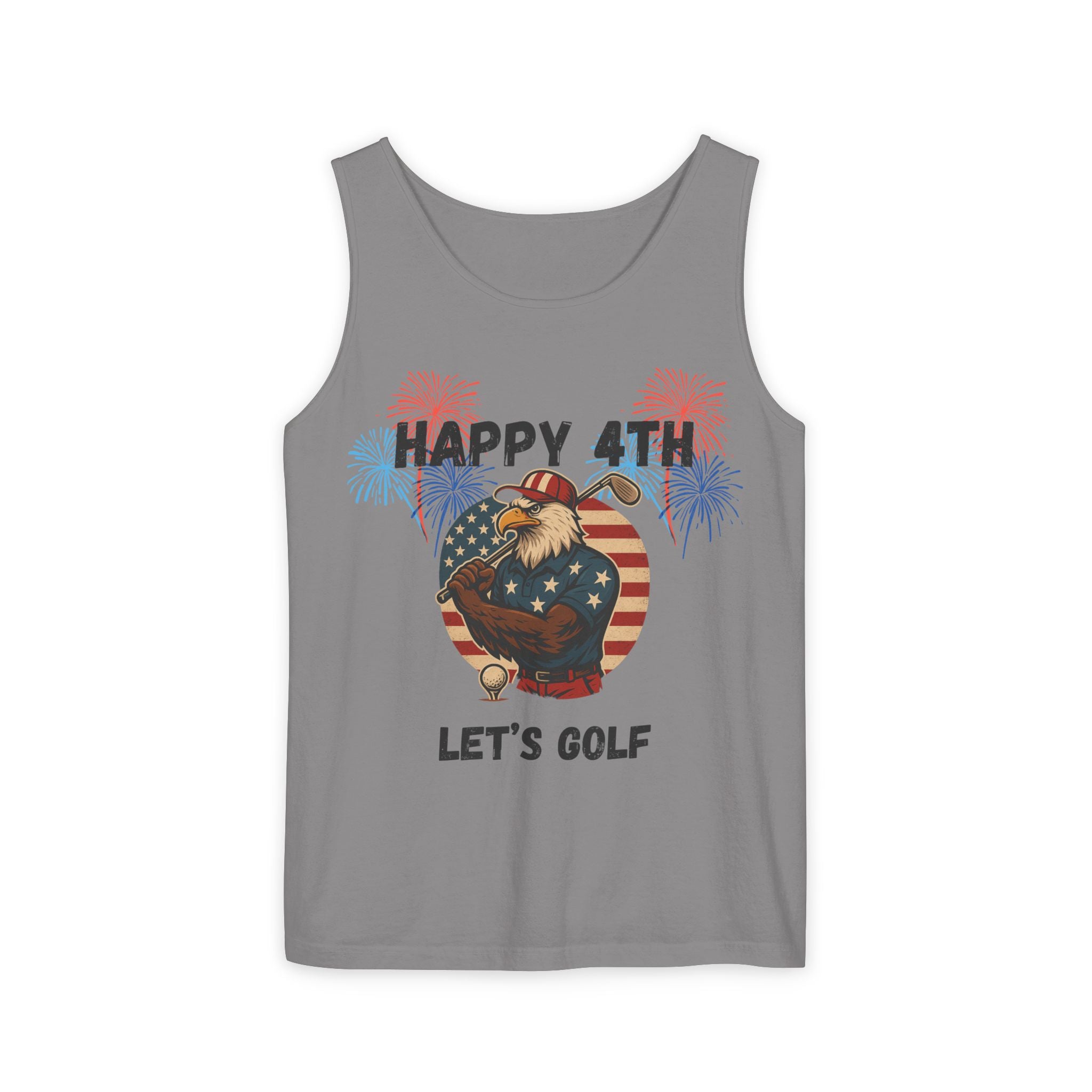 4th of July Golf Tank Top - "Happy 4th Let's Golf" Patriotic Gnome Tank