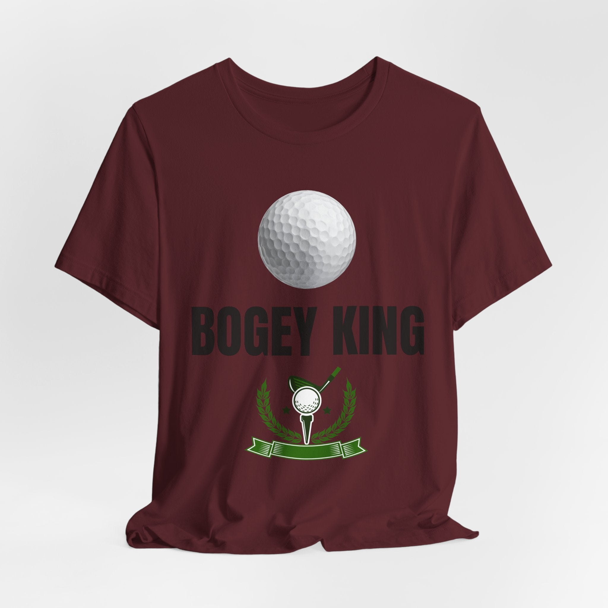 Bogey King Golf T-Shirt — Funny Golf Shirt with Golf Ball & Wreath Design