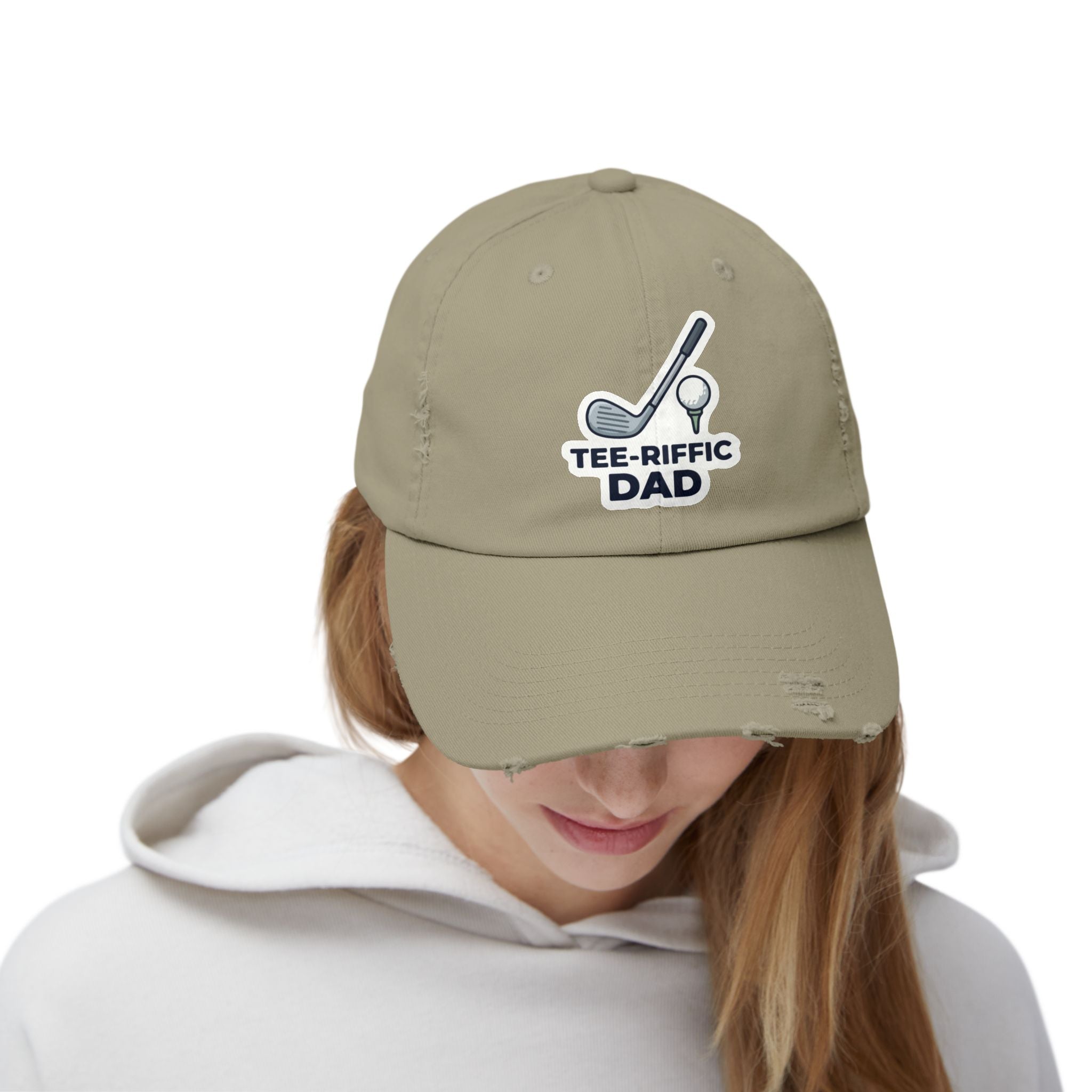 Tee-riffic Dad Cap — Distressed Golf Dad Hat, Father's Day Gift