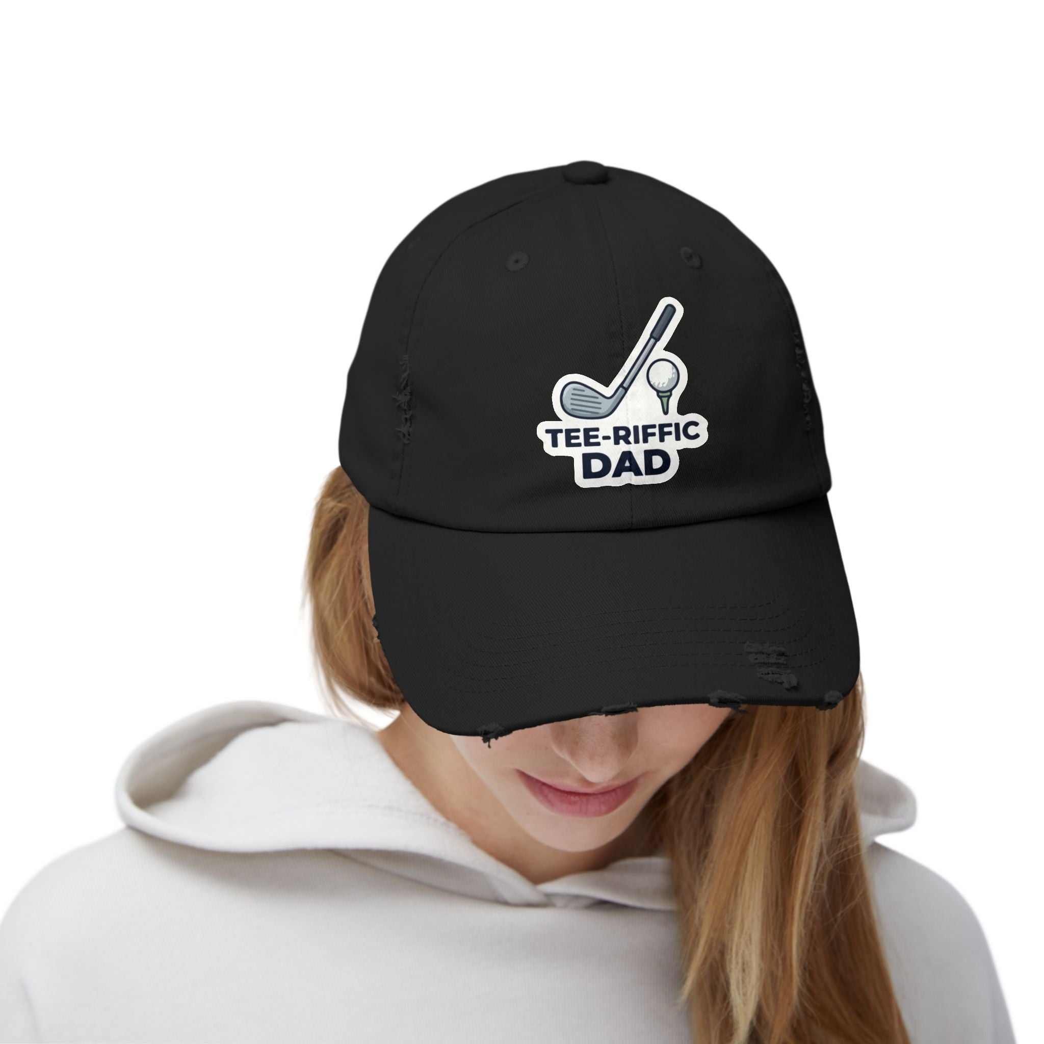 Tee-riffic Dad Cap — Distressed Golf Dad Hat, Father's Day Gift