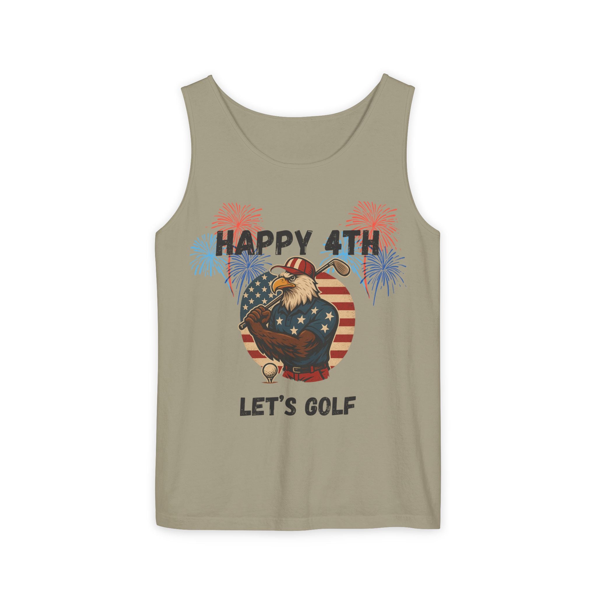 4th of July Golf Tank Top - "Happy 4th Let's Golf" Patriotic Gnome Tank