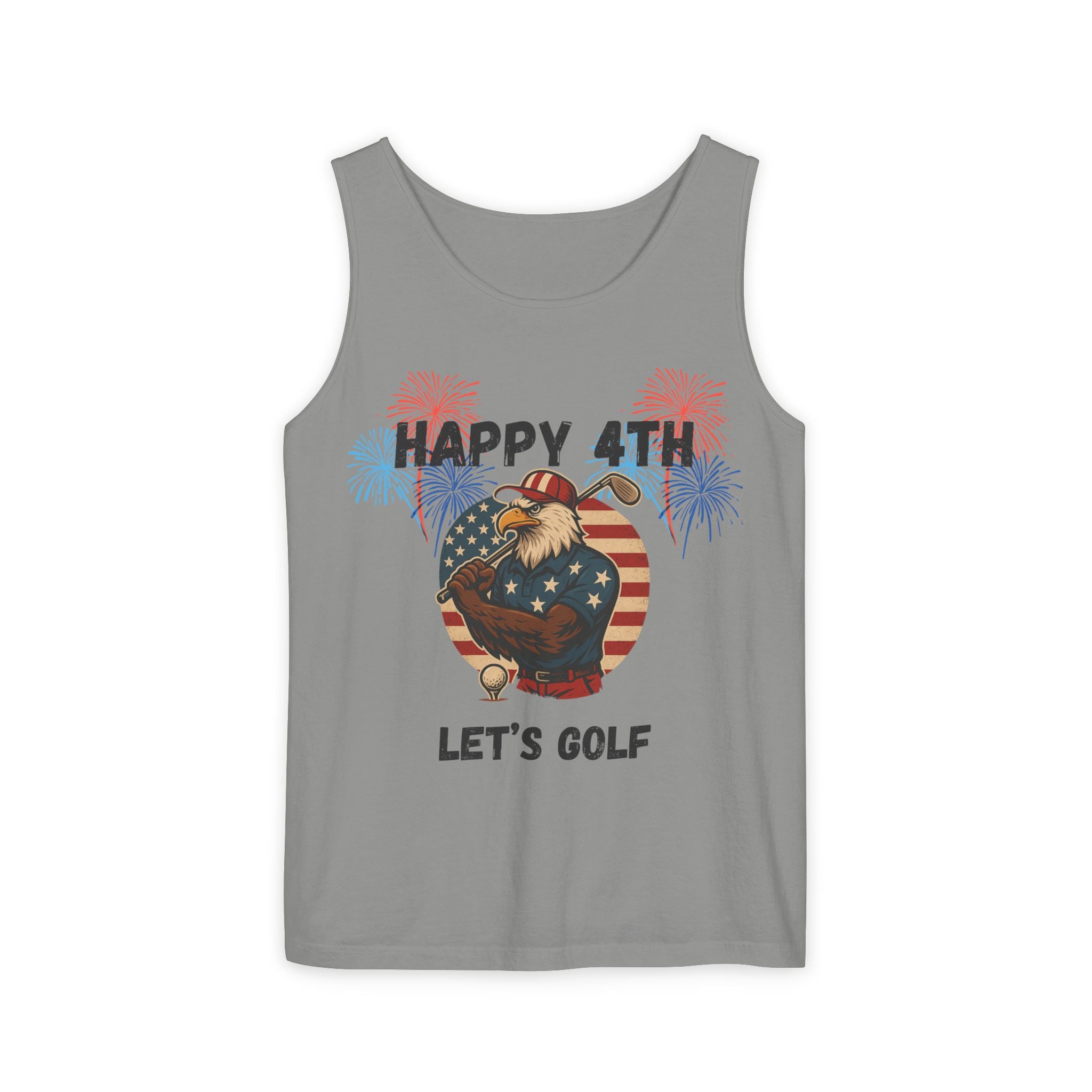 4th of July Golf Tank Top - "Happy 4th Let's Golf" Patriotic Gnome Tank
