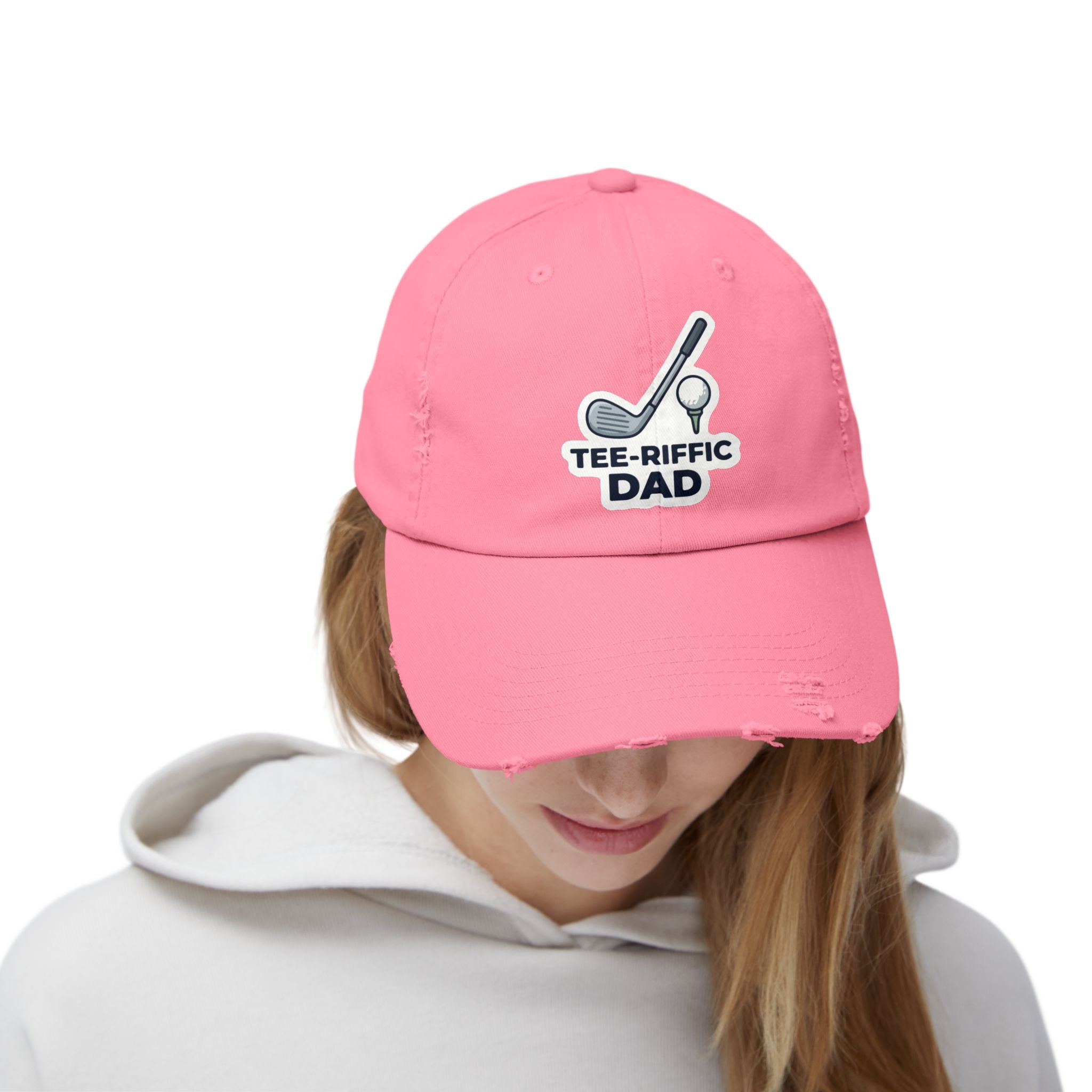 Tee-riffic Dad Cap — Distressed Golf Dad Hat, Father's Day Gift