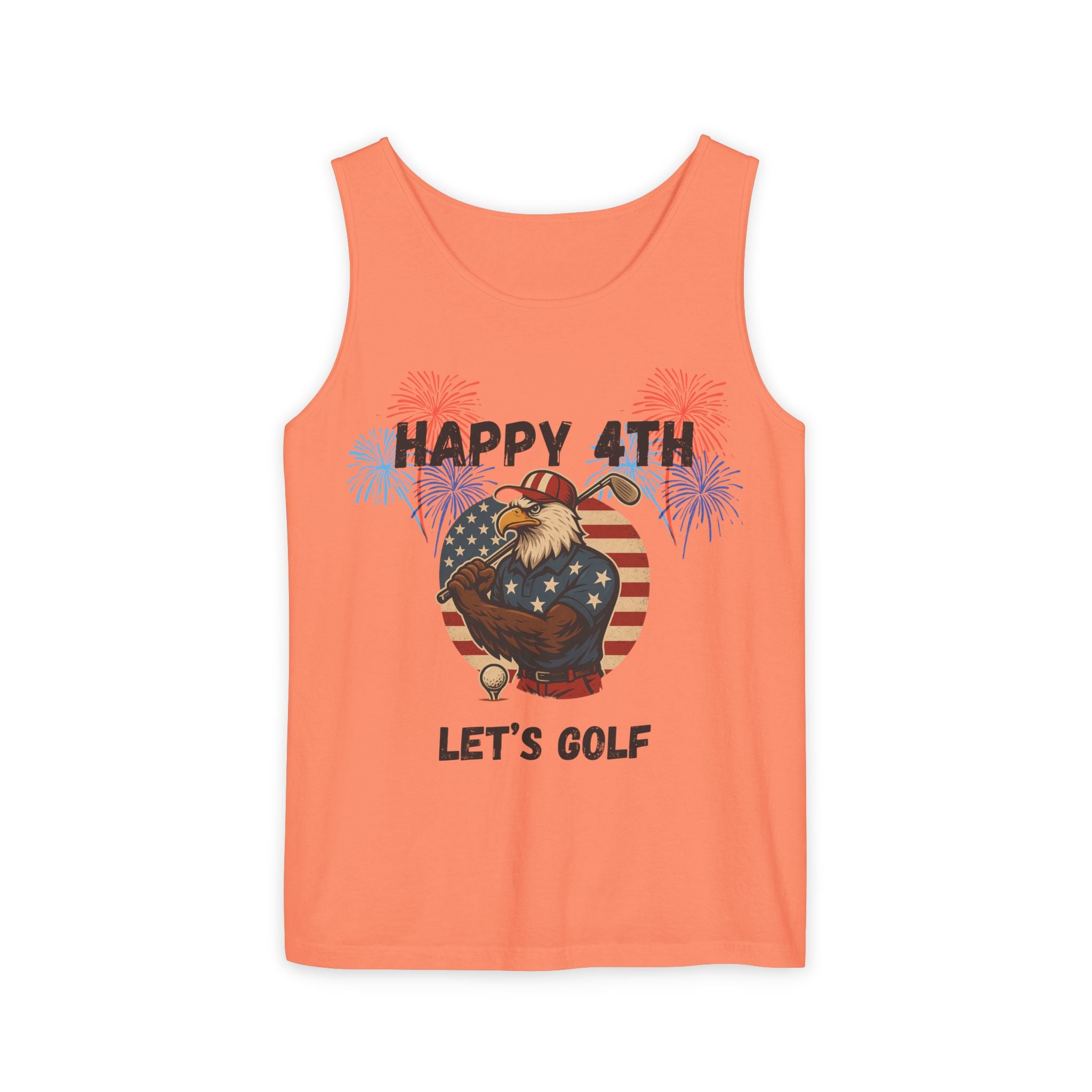 4th of July Golf Tank Top - "Happy 4th Let's Golf" Patriotic Gnome Tank